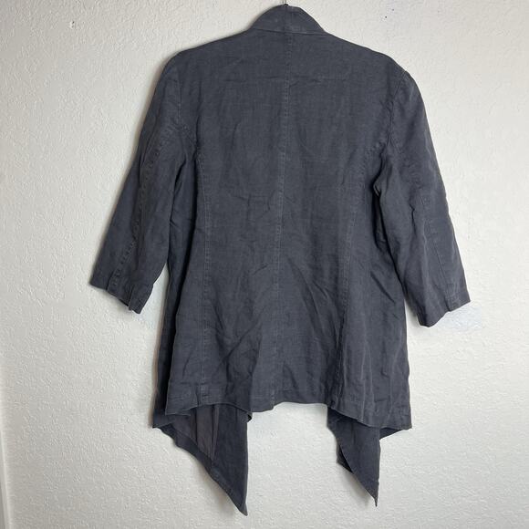 Annabelle Grey Linen Open Front Cardigan draped, 3/4 sleeve, breathable, size 10 - Picture 5 of 8
